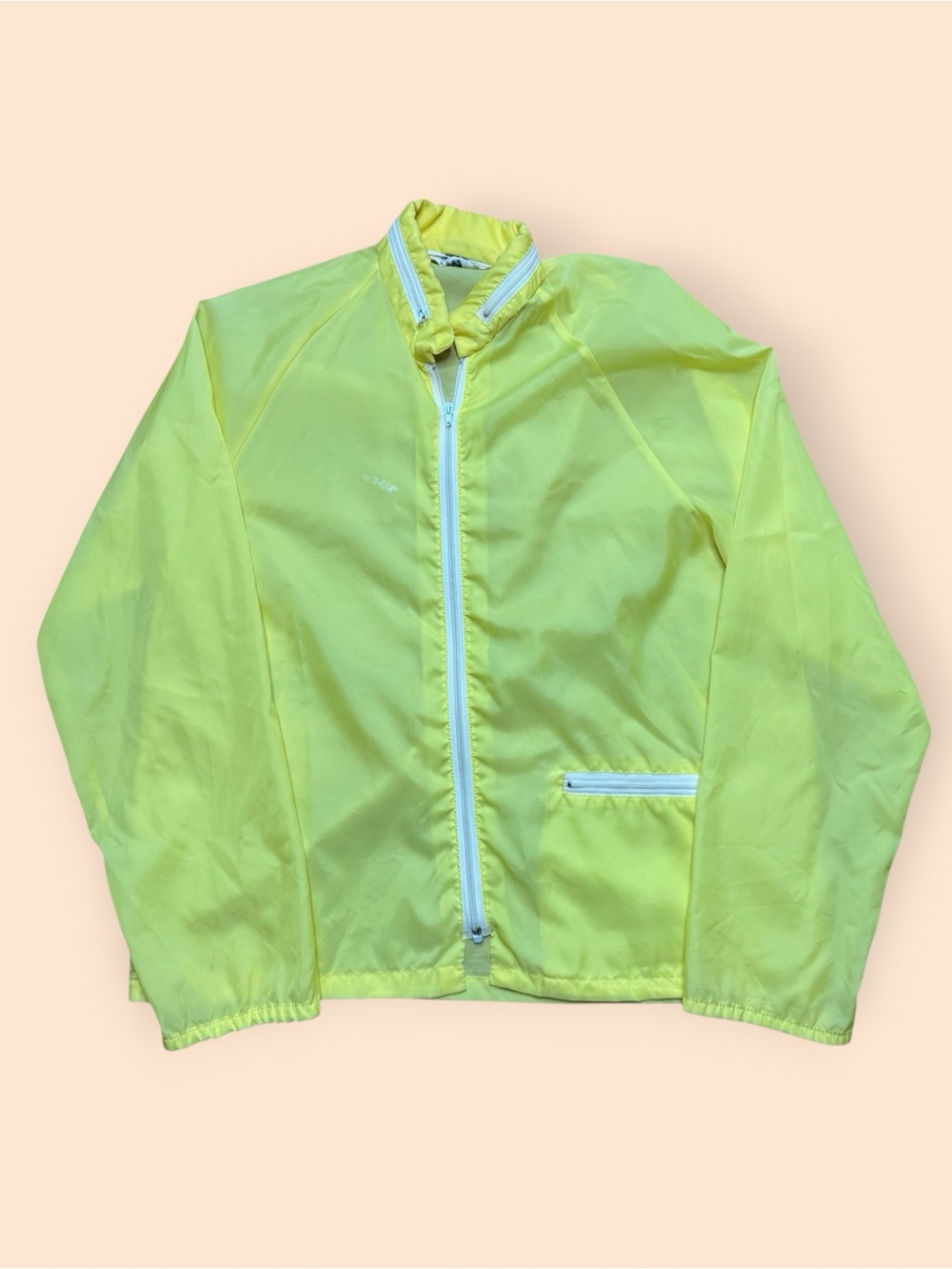 Vintage 1960s Surfer Windbreaker Jacket Zip Up Yellow Men’s Medium Vtg 60s